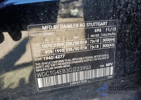 2016 Mercedes-Benz Gla 250 from USA, damaged, VIN WDCTG4EB3GJ223903